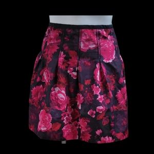 Gap Pink & Black Floral Flare Skirt